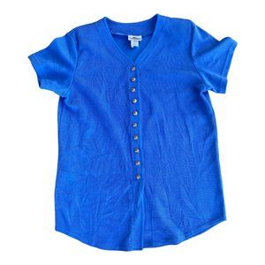 Superline Vintage Women's Blue Tunic, Shoulder Pads Made in USA OSFM